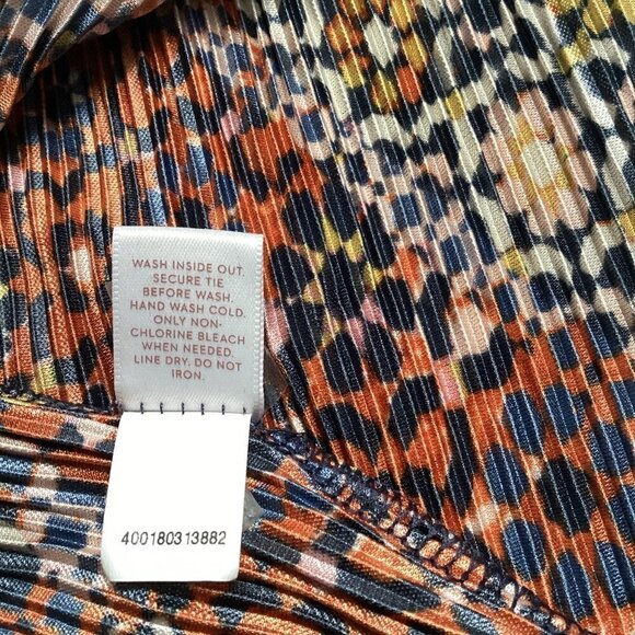 Lauren Conrad Peasant Top Mixed Print Shimmer Micropleated M 64J - Picture 12 of 12